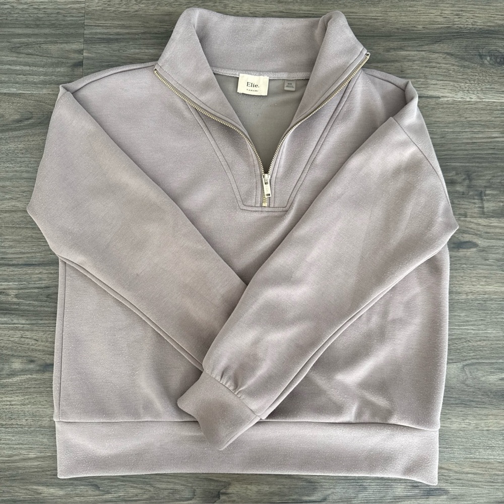 Elie Tahari Beige Quarter Zip Sweater